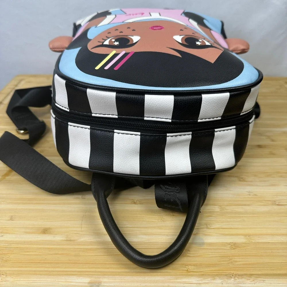 Luv Betsey Johnson Soccer Girl Mini Backpack‎ Black White Striped Character Bag